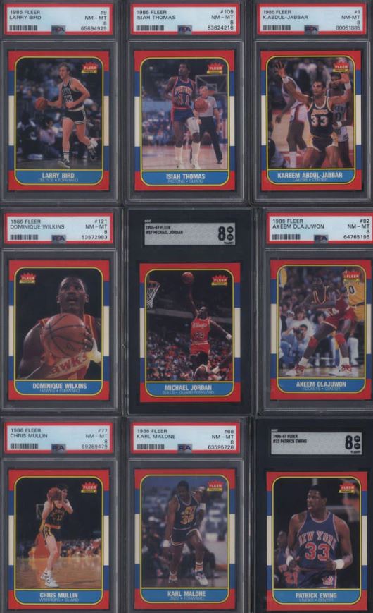 1986-87 Fleer Basketball Set Featuring Michael Jordan Rookie Card with Vintage Breaks