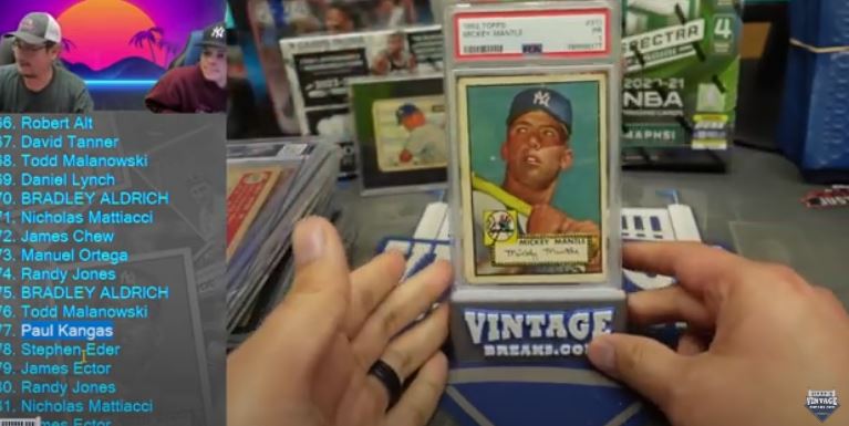 Winner of the 1952 Topps Mickey Mantle Rookie Card with Vintage Breaks
