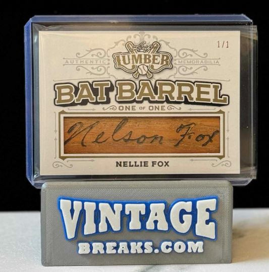Nellie Fox Bat Barrel 1/1 Card Pulled from Leaf Lumber by Vintage Breaks