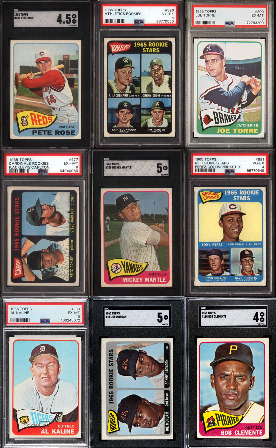 1965 Topps Baseball Set Break 598 Spot Random Card (Mickey Mantle SGC 5, Steve Carlton Rookie PSA 6, Joe Morgan Rookie SGC 5, etc!)