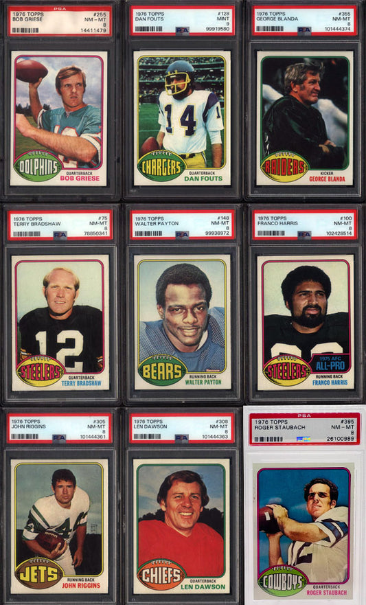 1976 Topps Football Set Break 528 Spot Random Card (Walter Payton Rookie PSA 8, Terry Bradshaw PSA 8, Roger Staubach PSA 8, etc!)