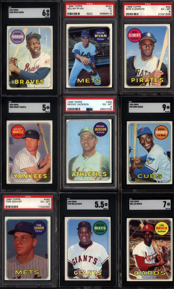 1969 Topps Baseball Set Break 664 Spot Random Card (Reggie Jackson Rookie PSA 6, Mickey Mantle SGC 5, Ernie Banks SGC 9, etc!)