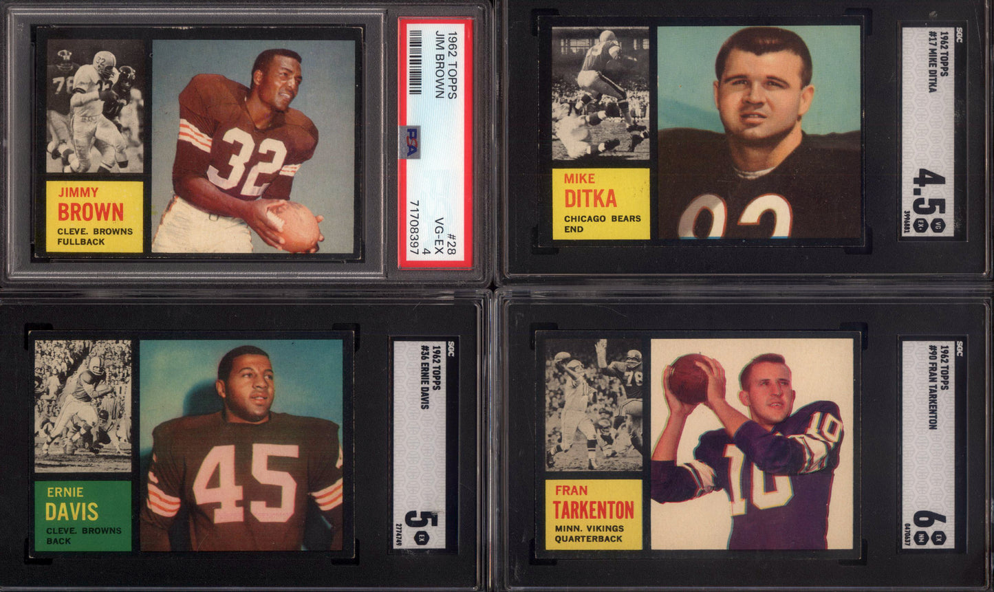 1962 Topps Football Set Break 176 Spot Random Card (Mike Ditka Rookie SGC 4.5, Fran Tarkenton Rookie SGC 6, Ernie Davis Rookie SGC 5, Jim Brown PSA 4, etc!)