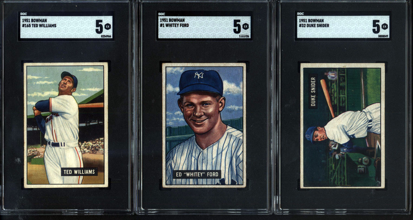 1951 Bowman Baseball Set Break 324 Spot Random Card (Mickey Mantle Rookie SGC 1, Willie Mays Rookie PSA 2, Ted Williams SGC 5, etc!)