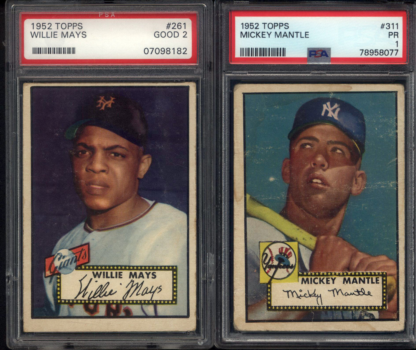 1952 Topps Baseball Near Set Break 300 Spot Random Card (Mickey Mantle PSA 1, Willie Mays PSA 2, Monte Irvin PSA 6, etc!)