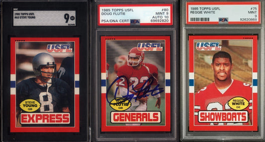 1985 Topps USFL Set Break 132 Spot Random Card (Doug Flutie Signed Rookie PSA 9 Auto 10, Steve Young 2nd Year SGC 9, Reggie White 2nd Year PSA 9, etc!)